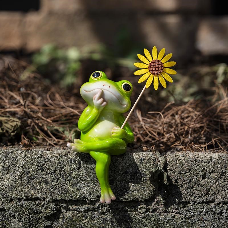 户外庭院花园青蛙摆件花盆装饰品古法鱼缸边缘造景办公桌面解压