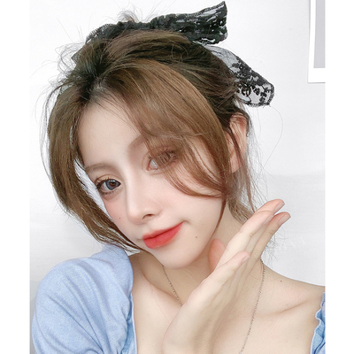 刘海假发女网红八字刘海自然贴片两边蓬松中分刘海真发假发片