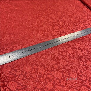 高定婚服面料金通汉服布料喜庆中国风大红色织锦绸缎藏金年服结婚