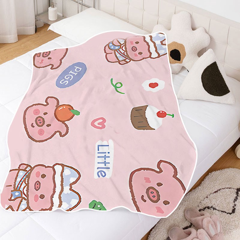 可爱小猪单人沙发午睡毯办公室午休毛毯夏季空调毯家用盖腿毯子