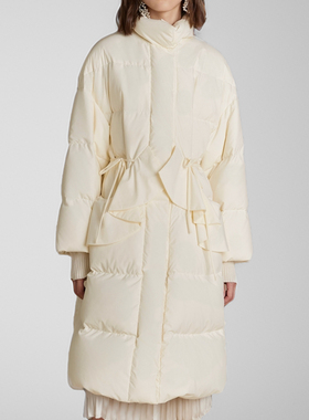 素芭雅致荷叶边立领羽绒服女冬季时尚百搭休闲保暖中长外套SJ0810