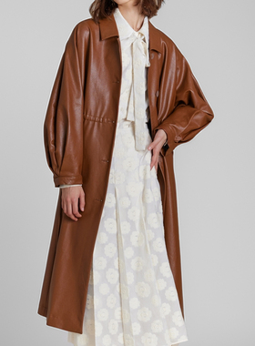 素芭经典摩登皮质风衣女秋季时尚都市通勤穿搭休闲百搭外套SJ0696