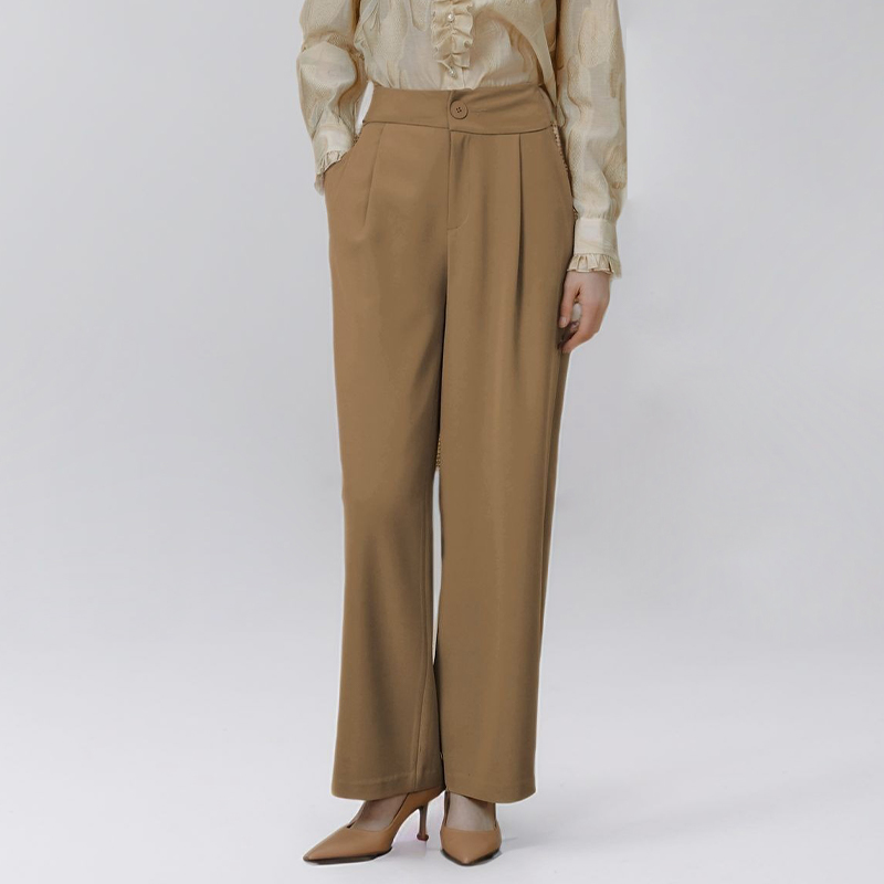 艺术感高腰阔腿直筒长裤