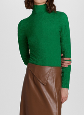 素芭肌理感简约纯色高领毛衫女秋季时尚百搭休闲保暖上衣SS0756