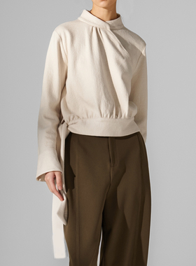 素芭气质解构系带上衣女冬季新中式复古时尚百搭立领打底衫SS0851