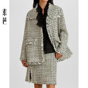 素芭OL风优雅气质外套女士春季拉毛立体设计经典小香风上衣SS0929