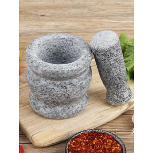 青石石臼压蒜器蒜臼子家用捣蒜器碎捣药罐捣蒜泥器窝子石头研磨小