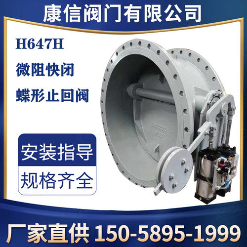 H647微阻快闭蝶形止回阀，康信微阻缓闭止回阀