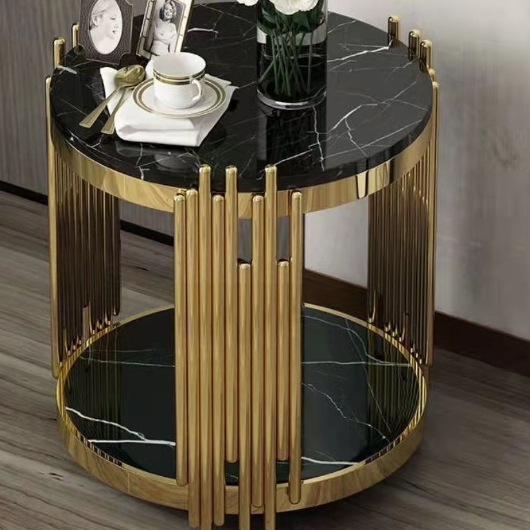 轻奢大理石圆几圆形北欧休闲角几茶几小户型阳台客厅沙发边几