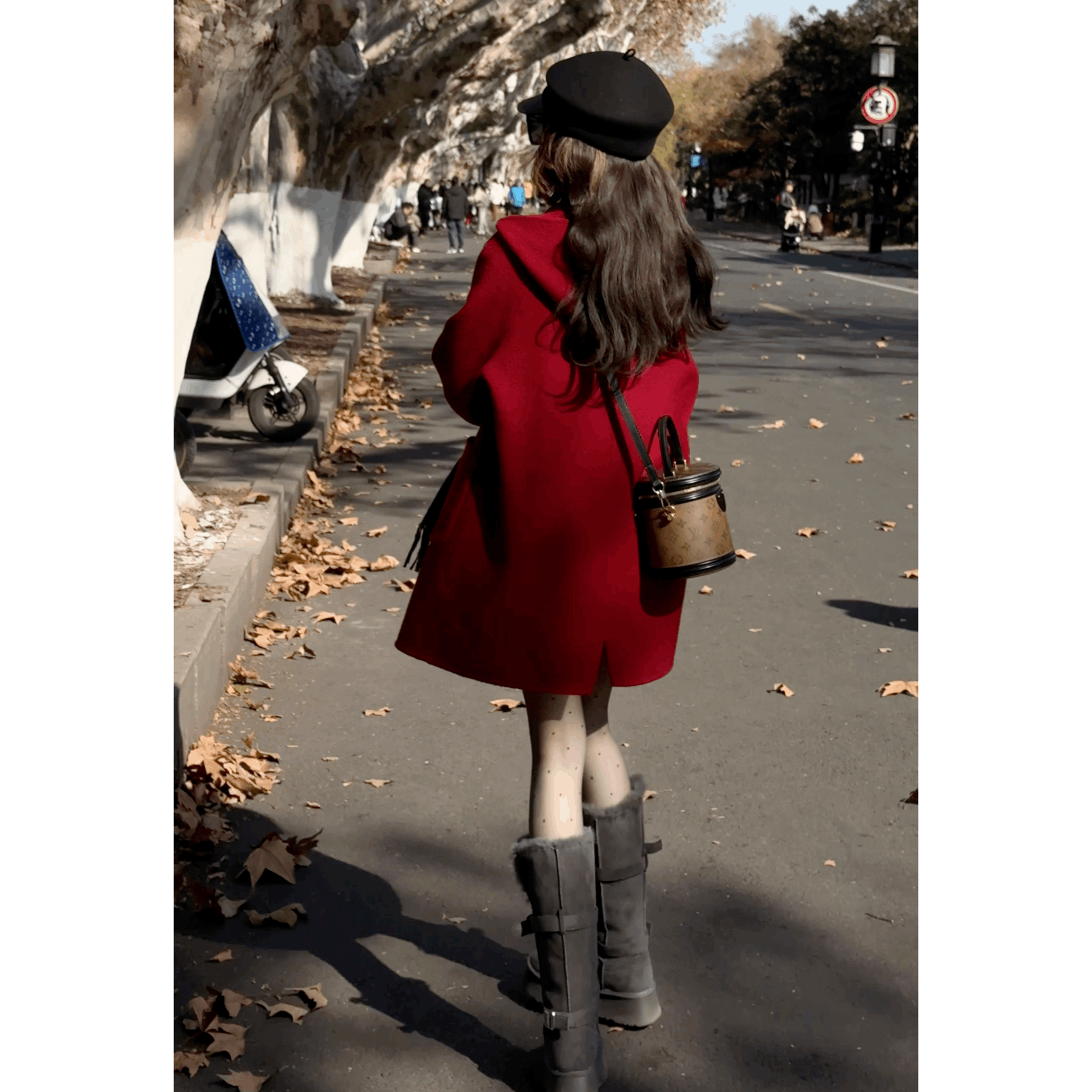 【繁花】可拆卸羽绒服内胆羊毛大衣2024新款气质显瘦百搭毛呢外套