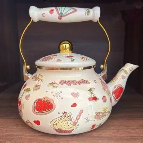 加厚平底1.5L珐琅搪瓷水壶烧水壶凉水壶茶壶奶茶壶电磁炉燃气通用