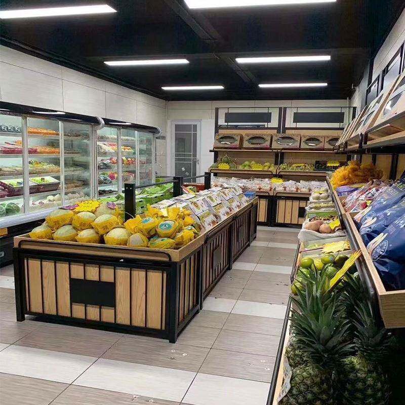 超市蔬菜水果架钢木质可调节蔬菜果蔬架不锈钢生鲜水果架工厂供应