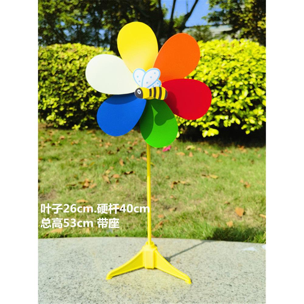 旋转六彩塑料大风车加厚多色儿童玩具装饰婚纱拍摄道具加大中小号