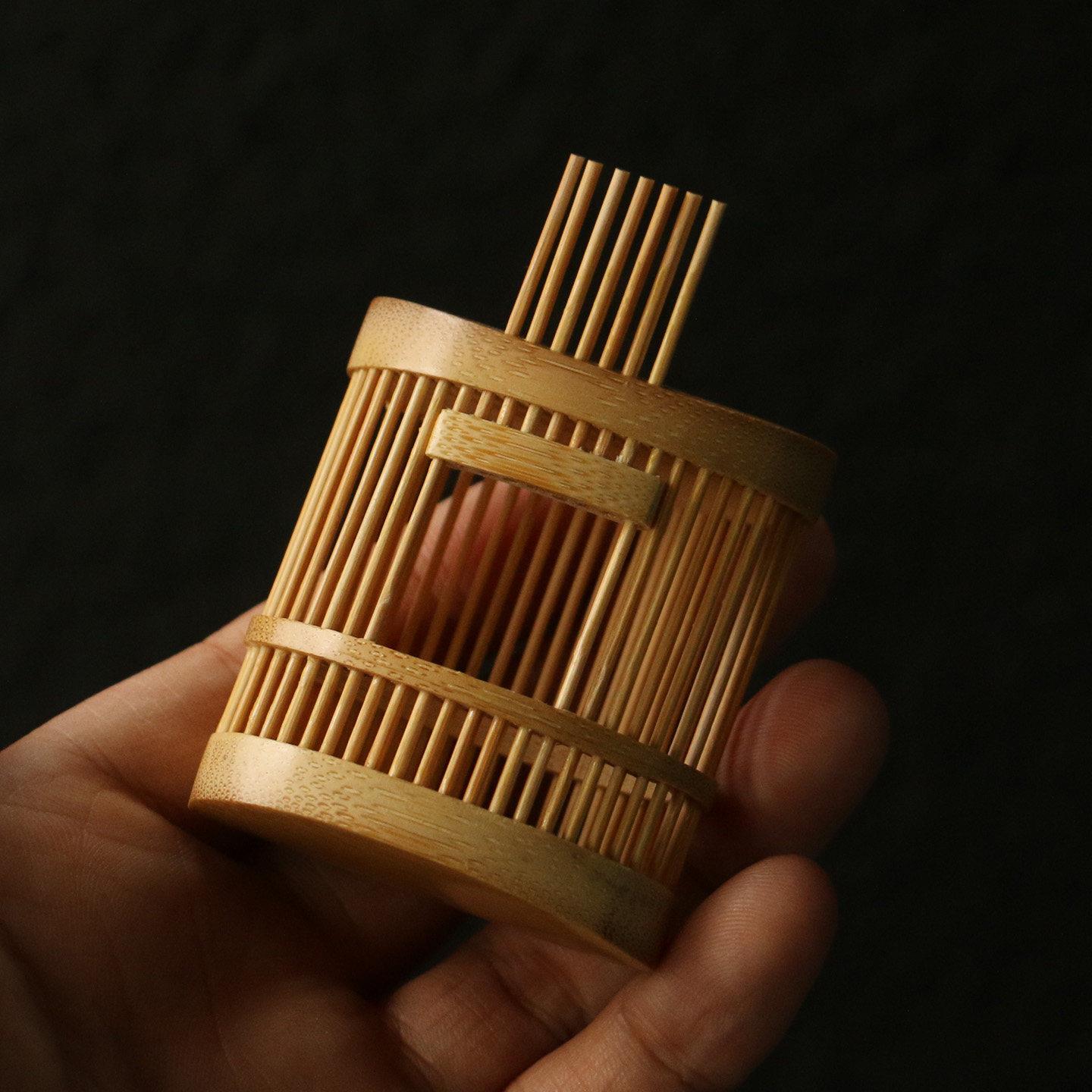精品纯手工制作椭圆形天然竹丝金钟竹蛉鸣虫笼子一把抓可盘完虫具