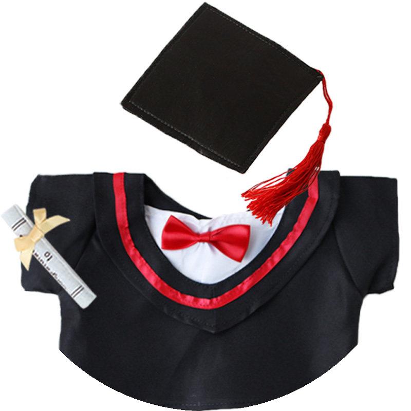 公仔毕业袍学士服玩偶娃衣服20CM棉花娃娃硕士博士帽畢業熊公仔袍