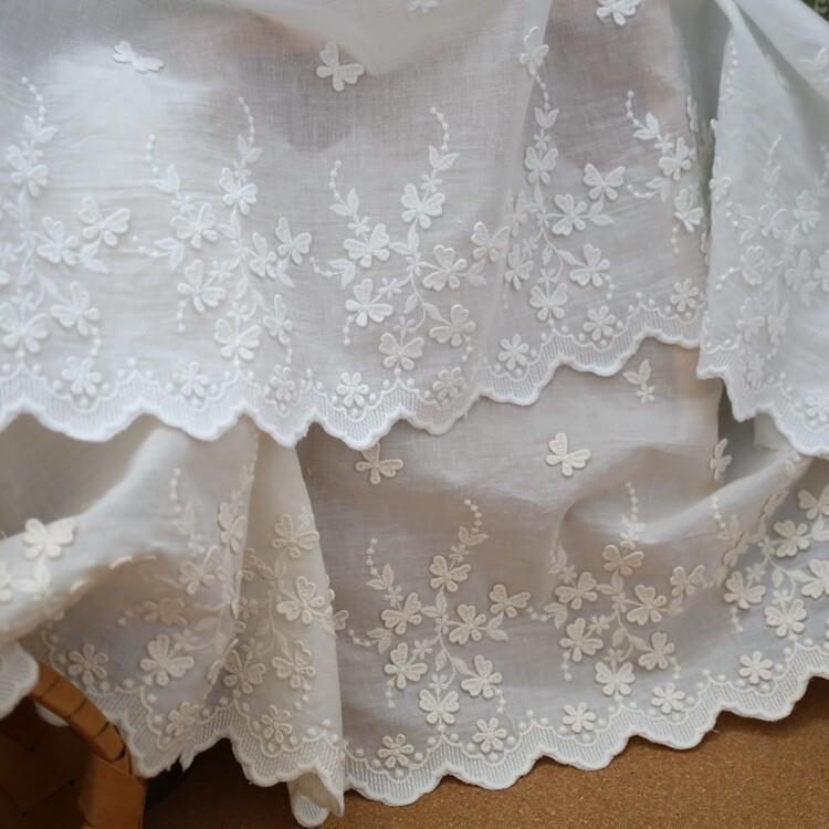 高档立体棉线蝴蝶刺绣棉布花边 DIY衣服裙边衣领缝纫拼接装饰辅料
