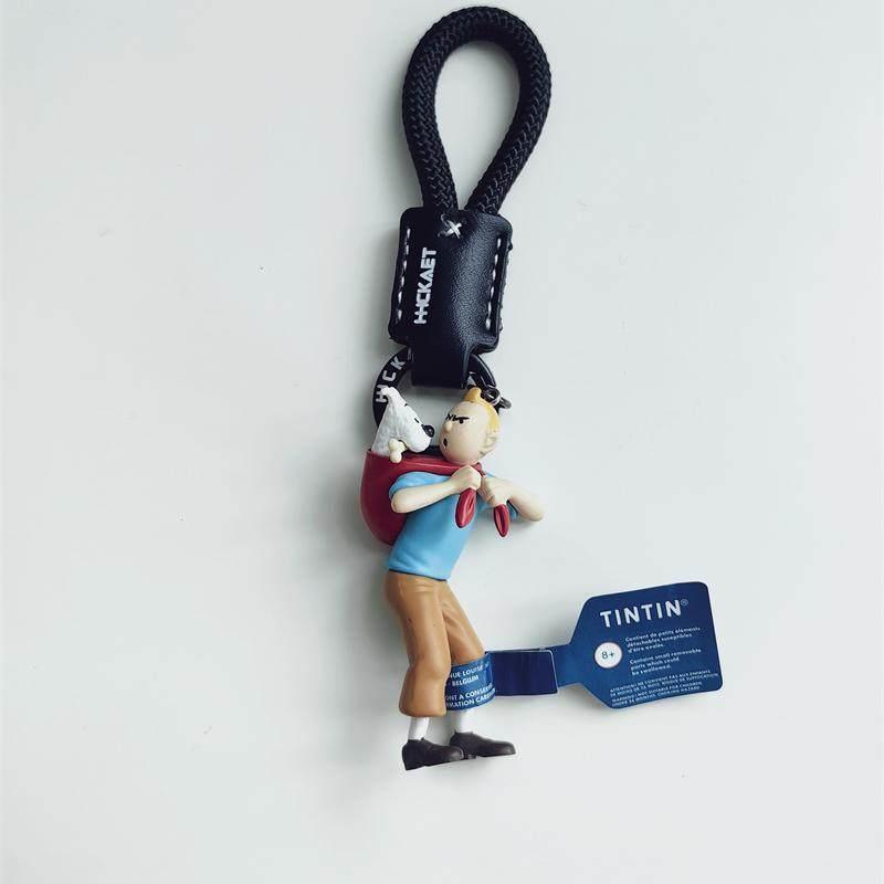 INS钥匙扣正版散货丁丁历险记公仔创意手办汽车链男挂件女tintin