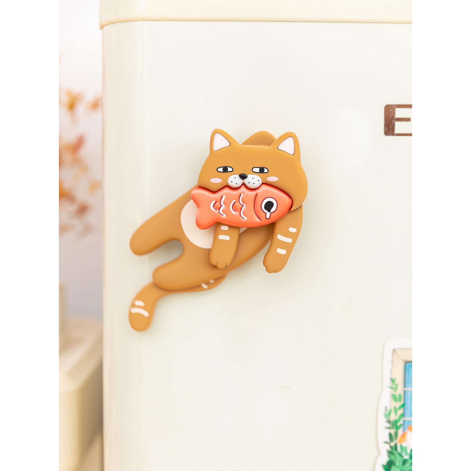 阿楹 可爱创意小猫咪门贴有趣墙面装饰儿童房衣柜电视床头鱼挂件