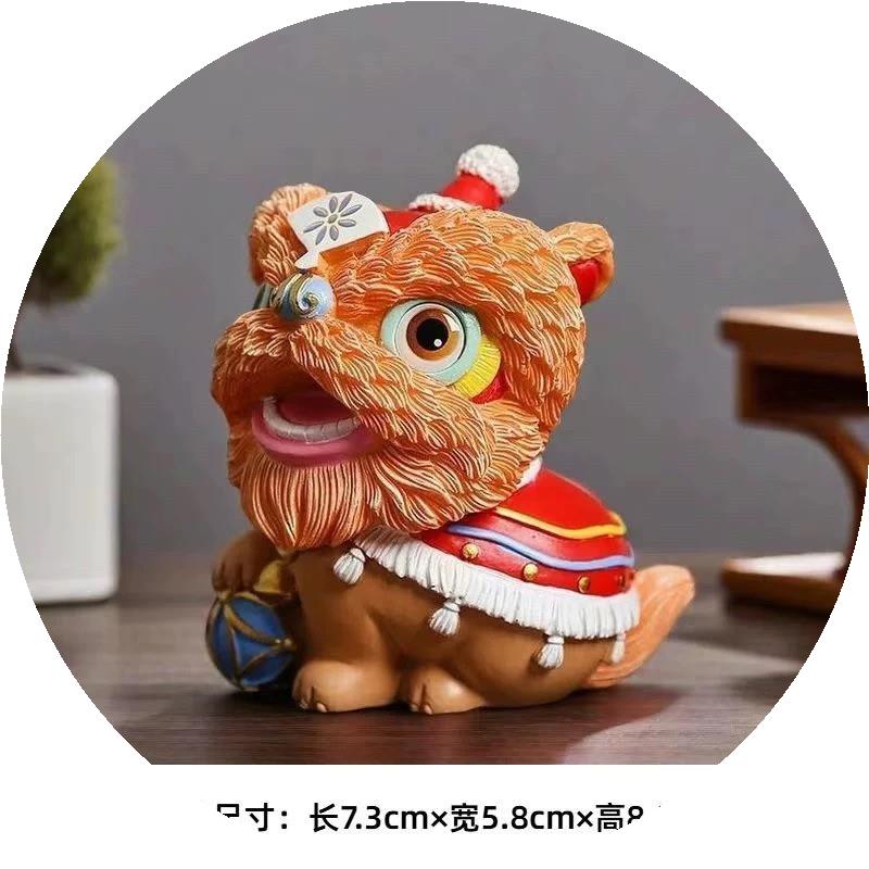 国潮醒狮香薰石膏娃娃白胚diy涂鸦手工绘画公仔儿童礼物摆件装饰