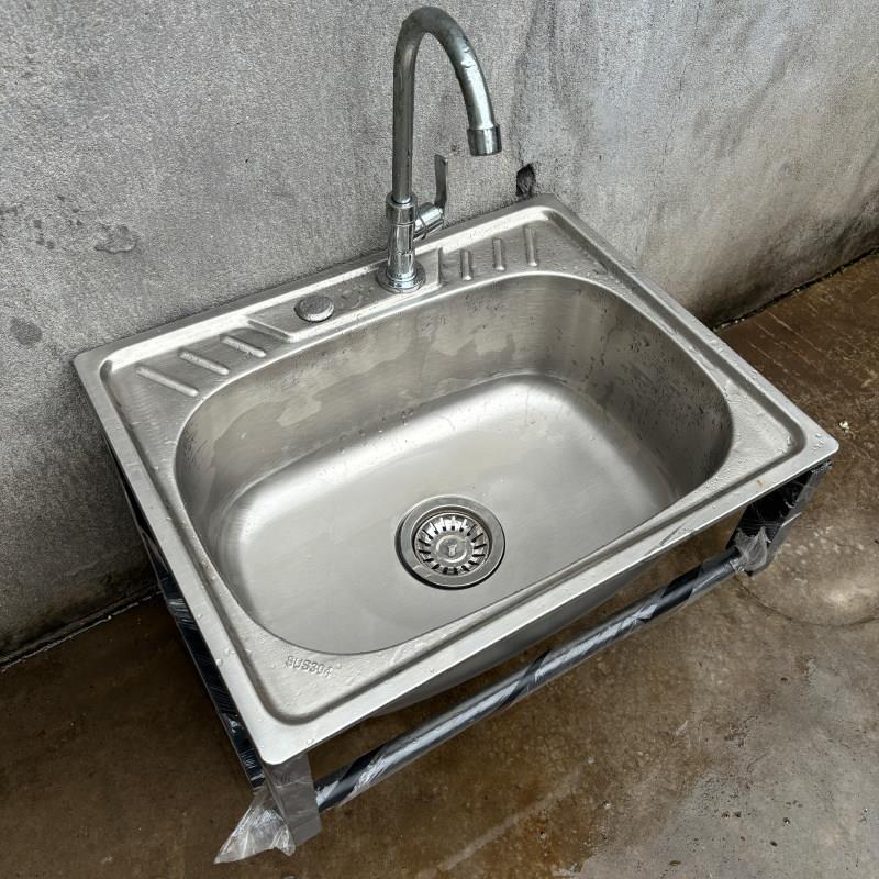 不锈钢一体挂墙式支架水槽水盆单槽厨房租户外工程洗菜碗餐具单盆