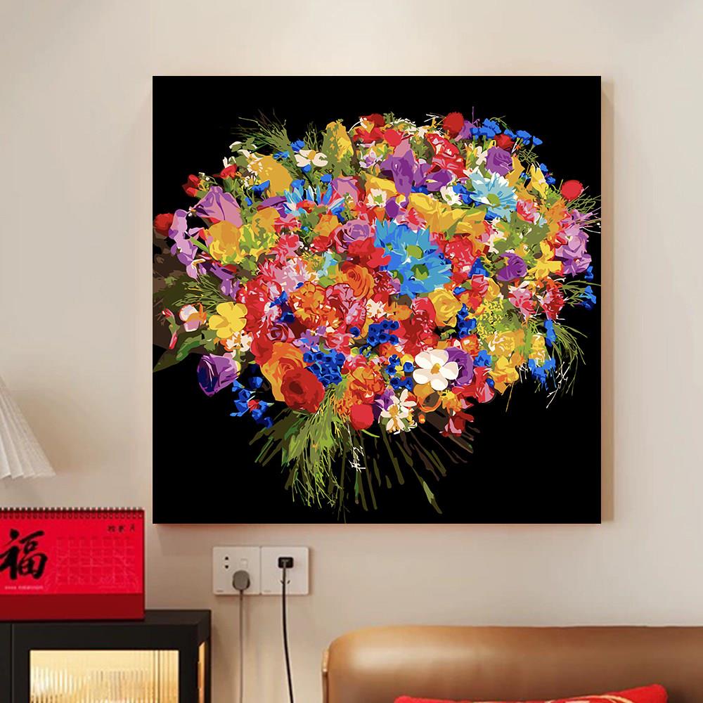 宝藏湾 数字油画diy送你一捧花手绘填充油画装饰画高级油彩数字画