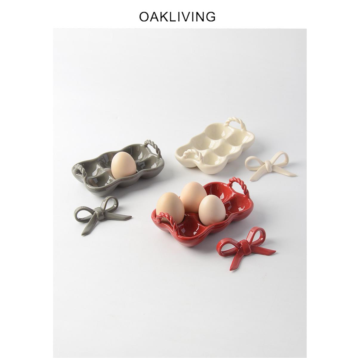 oakliving陶瓷ins高颜值鸡蛋托盘家用厨房收纳盒鸡蛋个性收纳格