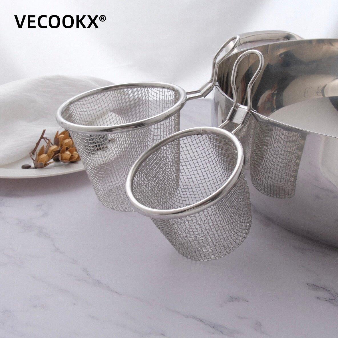 VECOOKX 304不锈钢火锅漏网勺滤网勺厨房多功能过滤勺麻辣烫漏筐