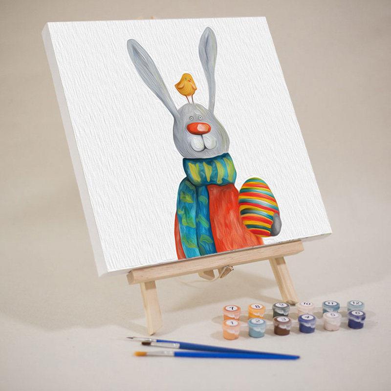 儿童数字油画diy油彩画填充画画小尺寸填色画北欧风方形涂色画板