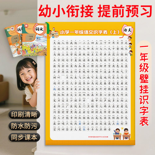一年级识字表挂图人教版同步认字