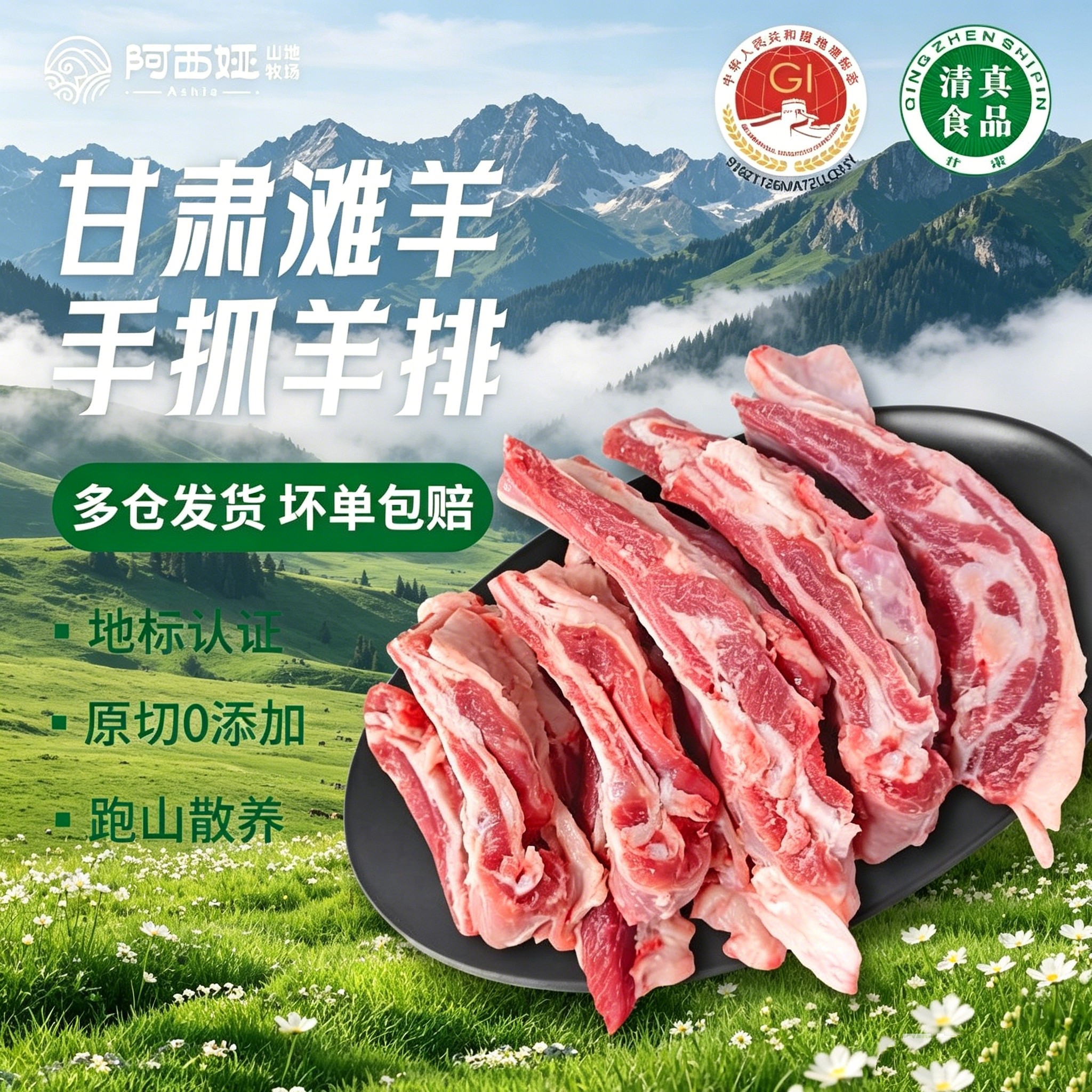 羊肉阿西娅手抓羊排肋排肉地标产品高山散养原切滩羊靖远羊羔肉