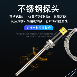 PT100温度传感器s热电阻热电偶k型e型cu50防水不锈钢探头 探针式