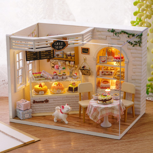 DIY木制手工小屋模型蛋糕屋阳光公主房J建筑拼装模型创意生日礼物
