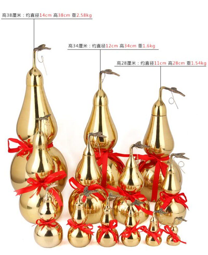 纯黄铜八卦葫g芦摆件胡芦招财镇宅家居客厅装饰纯铜工艺品开业礼