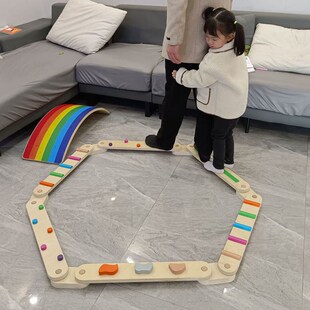 平衡木触觉板玩具家用儿童感统训练器材K走直道户外加厚木质独木