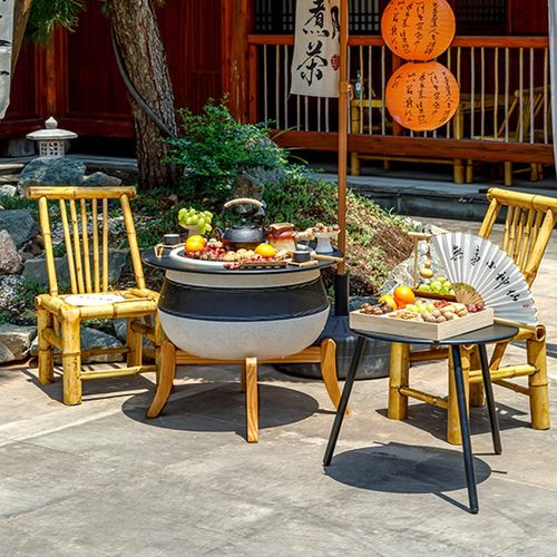 户外庭院烤火炉围炉煮茶炭烤桌套装D家用室内电烤炉烧烤桌取暖火