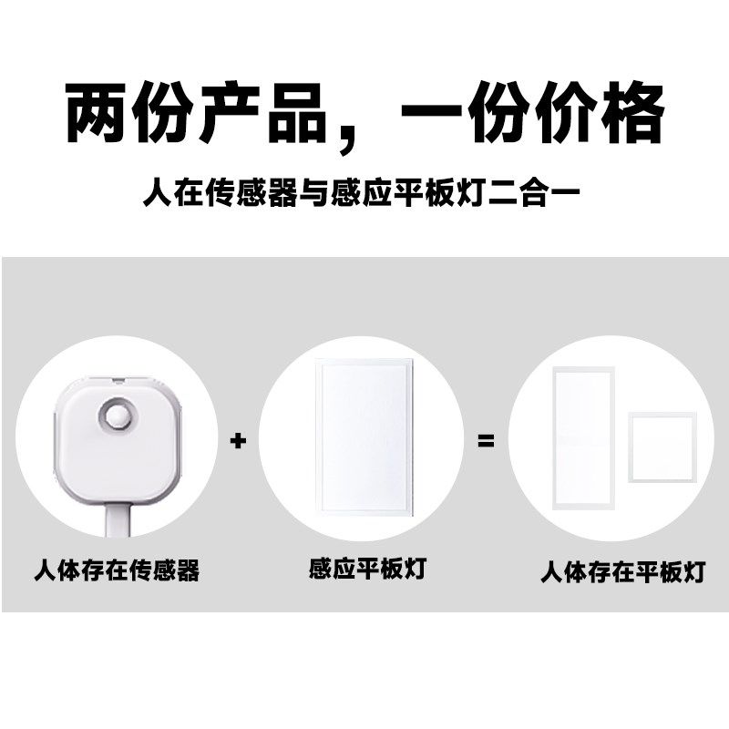 人体存在感应集h成吊顶灯卫生间厨房天花铝扣面平板灯人不走灯不