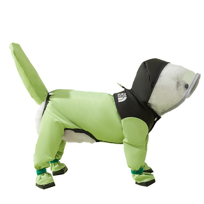 狗狗雨衣宠物衣服夏季款小狗泰迪比熊小型犬M时尚连脚四脚牵引雨