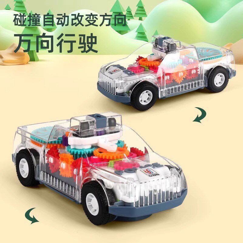 儿童益智耐摔齿轮万向车宝宝0-1一E2岁3婴儿灯光音乐电动玩具警车