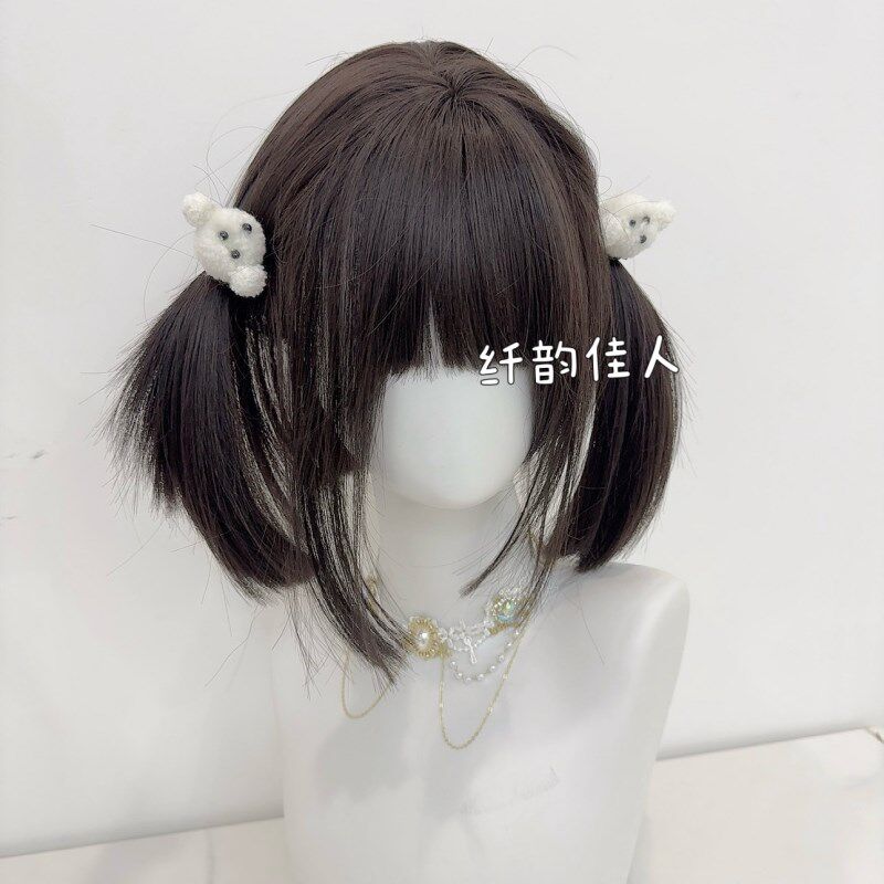 纤韵佳人假发女网红少萝自然loliAta假毛齐刘海双马尾新款短发30c
