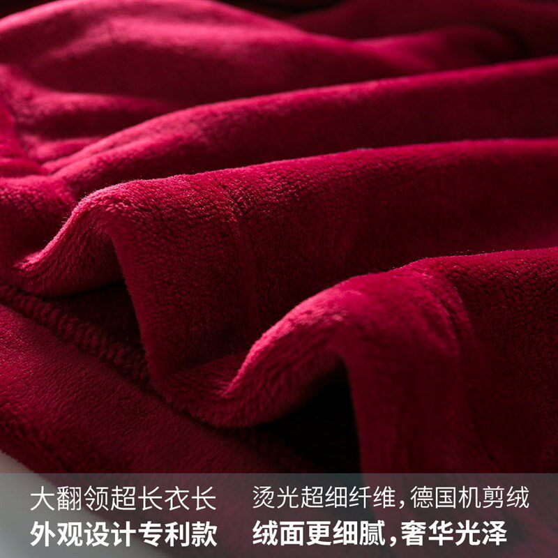 高档情侣睡袍女秋冬长款加厚珊z瑚绒法兰绒大码浴袍男睡衣家居服
