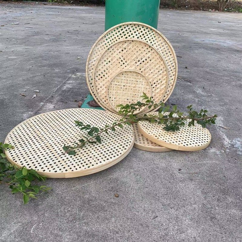 广西竹编簸箕筛子有孔晾晒干货米筛火锅店竹架放菜(V竹子二层制作,特色手工艺,竹编/竹雕,淘宝优惠券,粉丝福利购,淘宝优惠卷