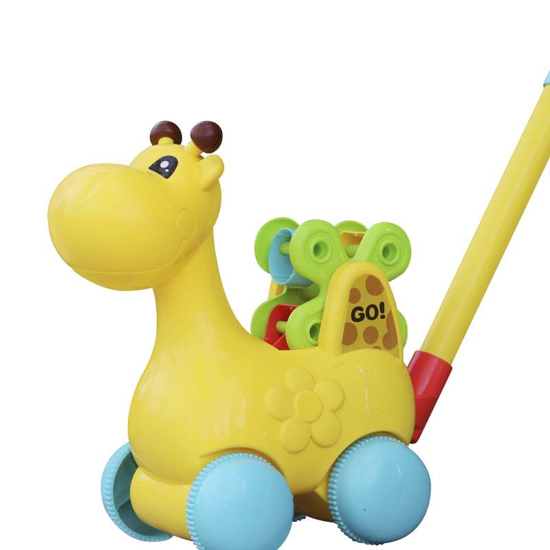 新品推推乐手推玩具动s物儿童宝宝学步户外加粗推杆带响声车轮