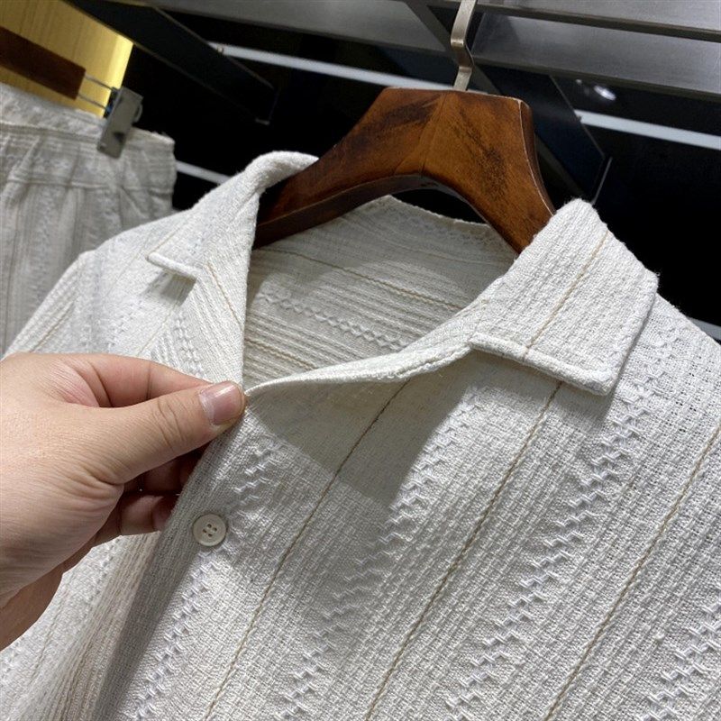 出西班芽订单!古高级设计感!夏季古巴领休闲短袖衬衫.短裤套装男,男装,休闲运动套装,淘宝优惠券,粉丝福利购,淘宝优惠卷