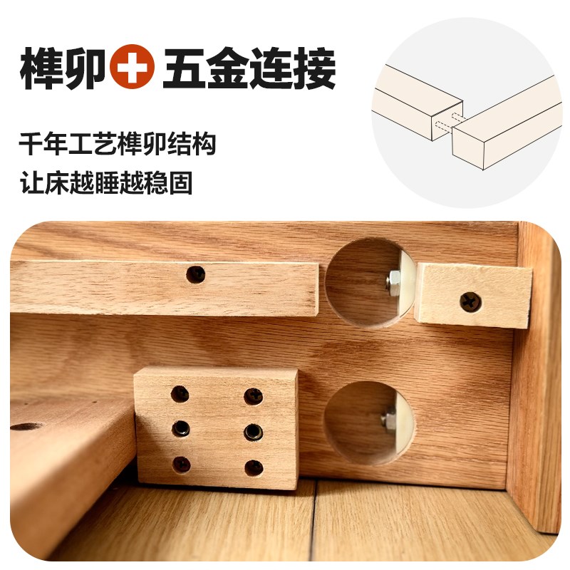 全实木榫卯结构床架排骨架u双人床主卧2025年新款家用纯实木床