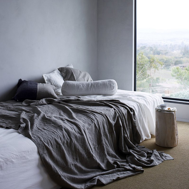 100%纯亚麻糖果枕 长抱枕圆柱z枕舒缓护颈 可拆洗纯色抱枕套不含