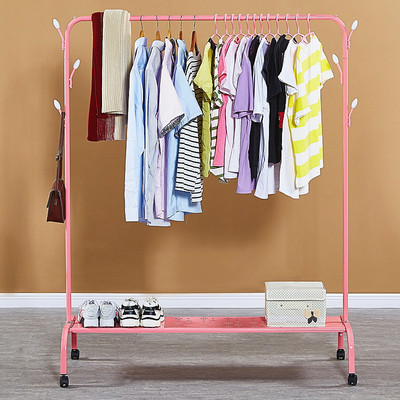 折叠落地晾衣架办公室单r杆凉晒家用简易便宜卧室内挂衣服衣帽架