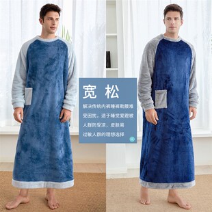 连体睡衣情侣秋i冬一体式睡衣男士睡裙睡袍女长款宽松大码家居服
