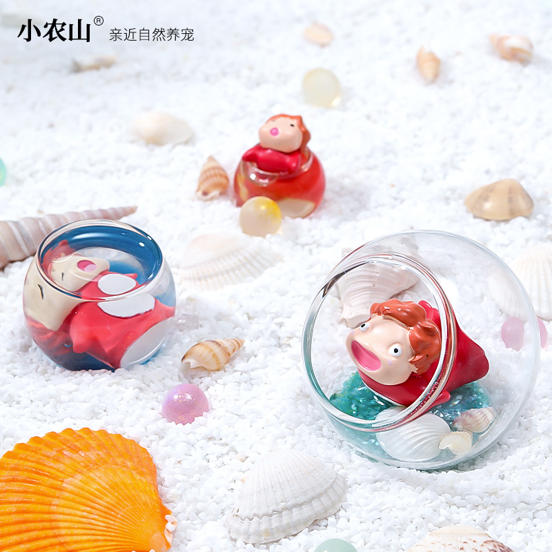 网红小型鱼缸造景装饰波妞观赏鱼创意小摆件躲避屋W斗鱼金鱼微景