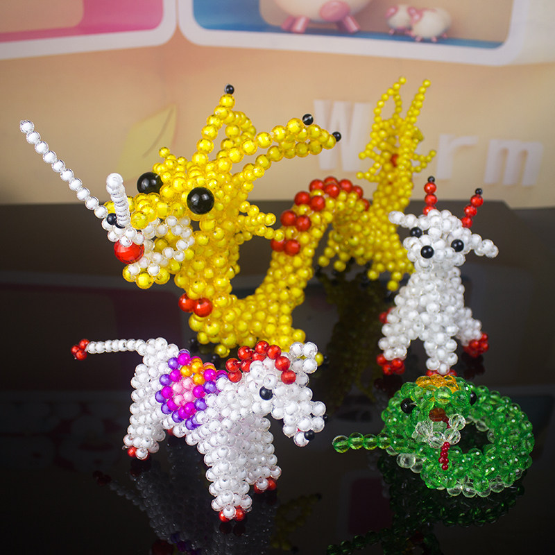 【成品】十二生肖串珠新年礼物春节玩具鼠牛虎兔R龙蛇马羊猴鸡狗