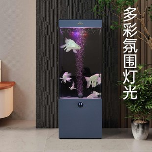 新款 方形生态底滤水族 金鱼缸客厅电视柜旁落地w静音超白玻璃立式